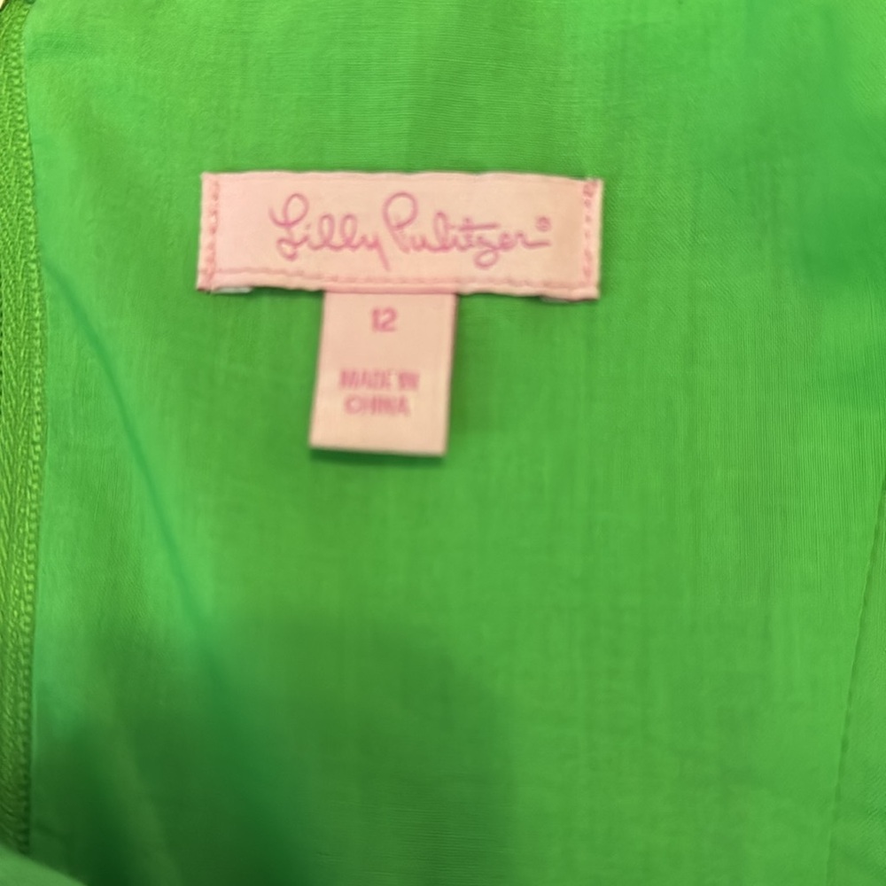 Lilly Pulitzer Bright Green Sleeveless Mini Dress- Super Cute Color for Spring! - Picture 3 of 5